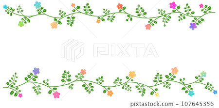 colorful flowers and leaves frame 107645356