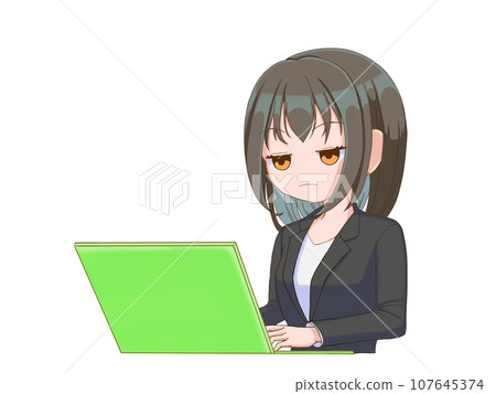操作電腦的女上班族3（中長） 107645374