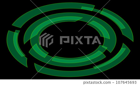 Isometric digital circular clipart isolated on black background. Isometric digital circular clipart isolated on black background. 107645693