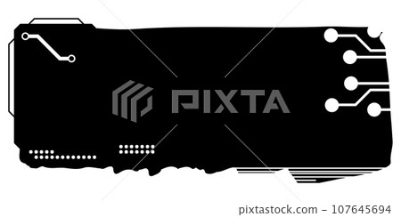 Rectangular design clipart in tech style isolated on white. Short tech plate with copy space. Clipart. Rectangular design clipart in tech style isolated on white. Short tech plate with copy space. Clipart. 107645694