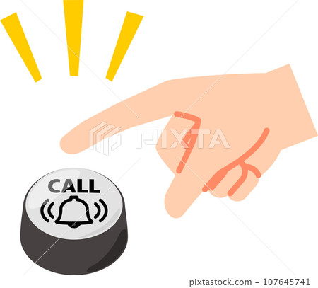 Hand pressing desk call button Hand pressing desk call button 107645741