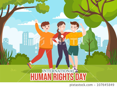 International Human Rights Day Vector Illustration on 10 December with Hand Breaks the Chain for Diverse Races People United for Freedom and Peace 107645849
