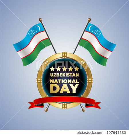 Small National flag of Uzbekistan on Circle With garadasi color background Small National flag of Uzbekistan on Circle With garadasi color background 107645880