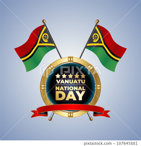 Small National flag of Vanuatu on Circle With garadasi color background 107645881