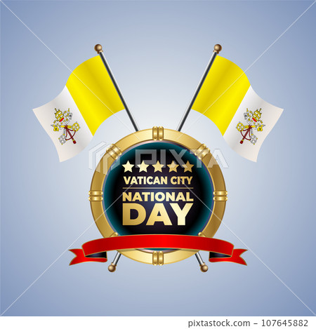 Small National flag of Vatican City on Circle With garadasi color background 107645882