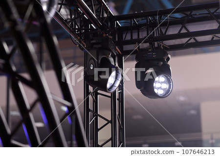 black metal stage truss with lighting fixtures black metal stage truss with lighting fixtures 107646213