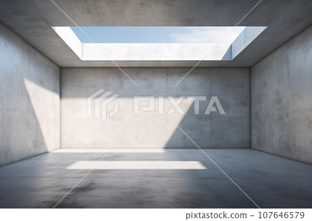 Abstract Modern Concrete Room with Skylight 107646579