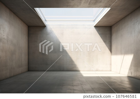 Abstract Modern Concrete Room with Skylight 107646581