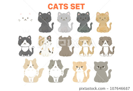 簡單的一組貓，圖案多樣，無主線 107646687