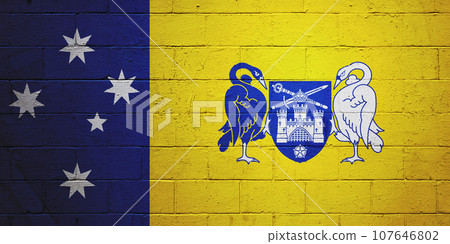 Flag of Australian Capital Territory painted on a wall 107646802