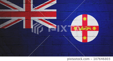 Flag of New South Wales painted on a wall Flag of New South Wales painted on a wall 107646803
