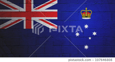 Flag of Victoria painted on a wall Flag of Victoria painted on a wall 107646808