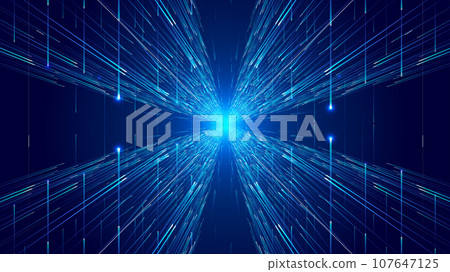Vertically extending glowing rays internet technology big data background 107647125