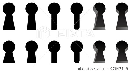 單色鑰匙孔矢量圖圖標集 107647149