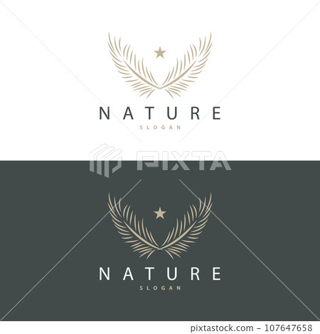 Palm Leaf Logo Design Vector Simple Minimalist Symbol Illustration Template 107647658