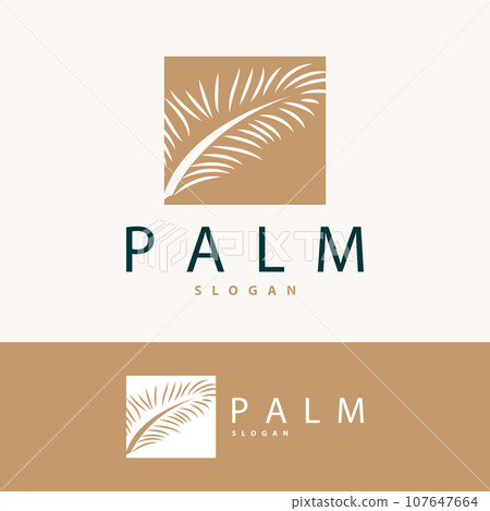 Palm Leaf Logo Design Vector Simple Minimalist Symbol Illustration Template 107647664
