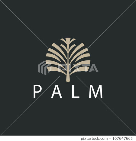 Palm Leaf Logo Design Vector Simple Minimalist Symbol Illustration Template 107647665