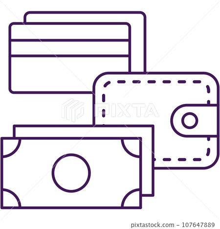 Wallet, bank card and money icon vector Wallet, bank card and money icon vector 107647889