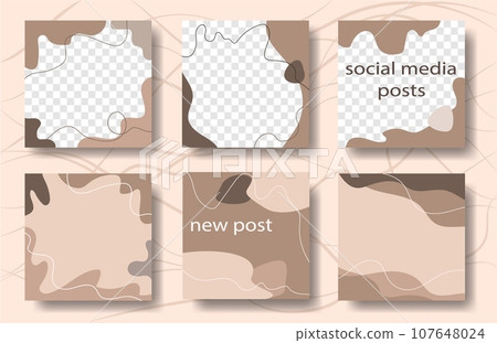 Design backgrounds for social media banner. Set of instagram post frame templates. Vector cover. Mockup for personal blog or shop. Layout for promotion. Endless square puzzle. 107648024