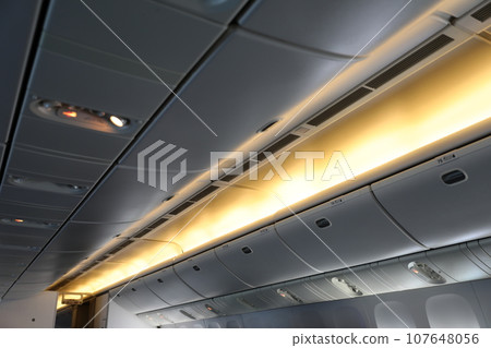 Interior of a jet aircraft. 107648056