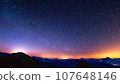 A mountain with a starry sky and sunset view 107648146