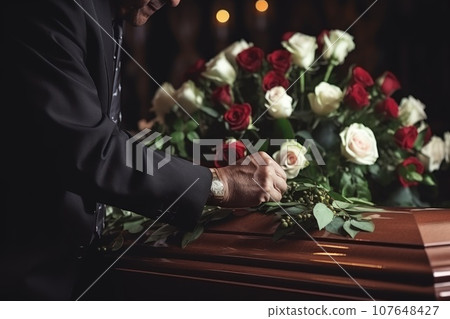 Farewell to a deceased person in church. Farewell to a deceased person in church. 107648427