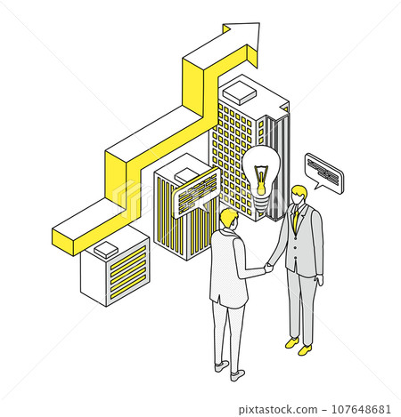 Isometric_Illustration of people inspired by innovation 107648681