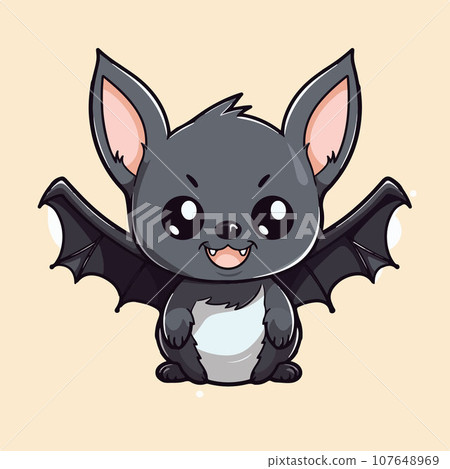 Bat tshirt design graphic, cute happy kawaii style, clear outline Bat tshirt design graphic, cute happy kawaii style, clear outline 107648969