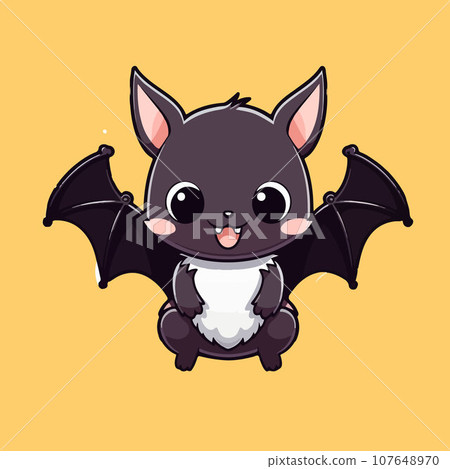 Bat tshirt design graphic, cute happy kawaii style, clear outline Bat tshirt design graphic, cute happy kawaii style, clear outline 107648970