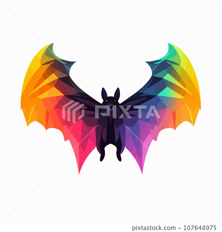 Bat rainbow, flat vector, groovy lo-fi 107648975