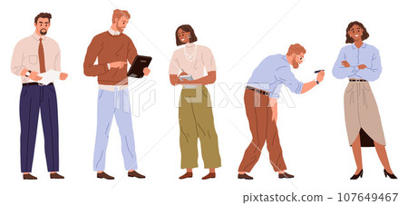 People office work. Vector illustration. Office workers value leadership and guidance of office manager A worker employee engages in continuous learning to enhance their professional development 107649467