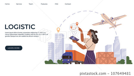 International logistic. Global delivery export. Vector. Supply delivery chain management is being revolutionized by AI and machine learning Fast and reliable inventory delivery is outcome efficient International logistic. Global delivery export. Vector. Supply delivery chain management is being revolutionized by AI and machine learning Fast and reliable inventory delivery is outcome efficient 107649481