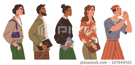 Happy people concept. Vector illustration Good teamwork friendship is celebrated at annual get-together Celebrating people toast job well done Happy crowd fills streets for festival Happy people enjoy 107649502