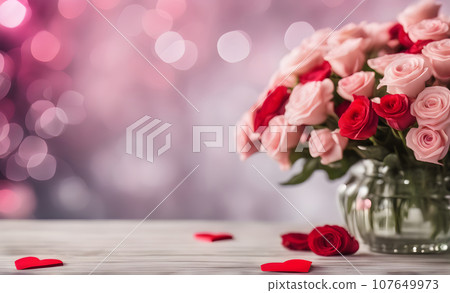 Valentine's Day love with hearts and roses Valentine's Day love with hearts and roses 107649973