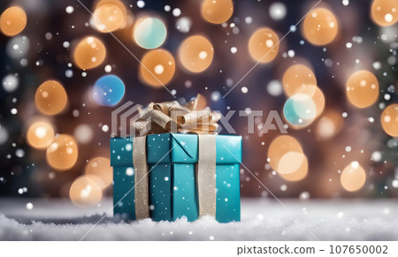 Christmas gift box on table 107650002