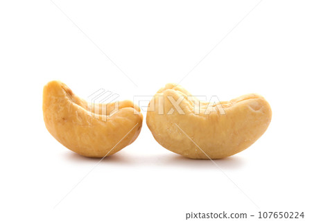 Close up cashews nut on white background 107650224