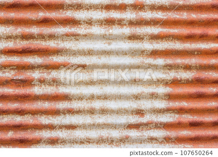 A rusty corrugated iron metal texture 107650264
