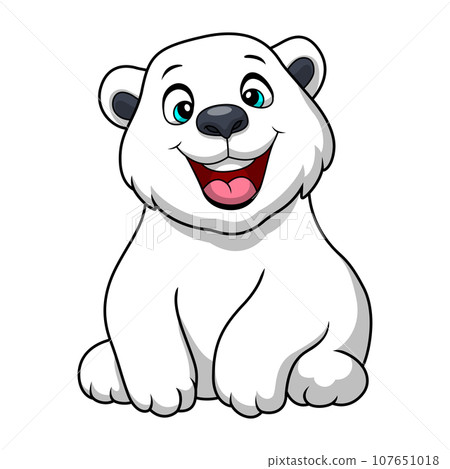 Cute polar bear cartoon on white background 107651018