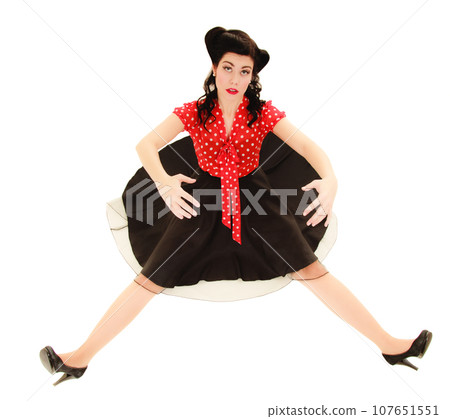Retro. Pinup girl stylized like marionette 107651551