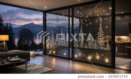 A living room with a view of the mountains, AI A living room with a view of the mountains, AI 107651735