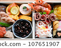 Simple handmade osechi for two people packed in a white box 107651907