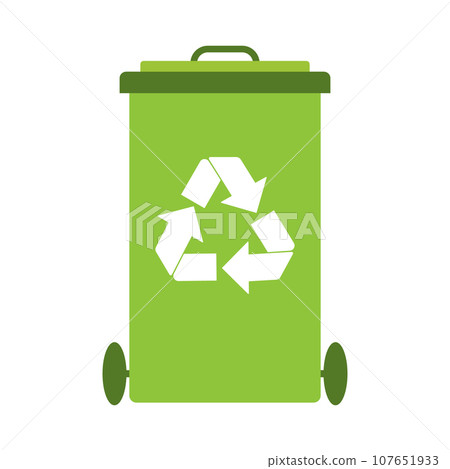 Ecological icon. Green trash container. Badge, sticker, vector Ecological icon. Green trash container. Badge, sticker, vector 107651933