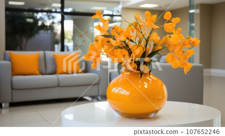 A vase with orange flowers, AI 107652246