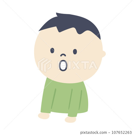 Illustration of a boy looking down Illustration of a boy looking down 107652263