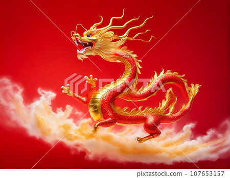 Zodiac dragon swimming in a sea of clouds Zodiac dragon swimming in a sea of clouds 107653157
