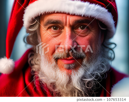 cozy Santa closeup warm lighting 107653314