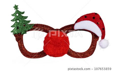Christmas glasses on white background Christmas glasses on white background 107653859