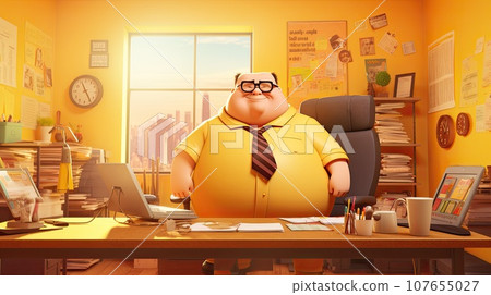Office professionalism cartoon illustration - Generative AI. 107655027