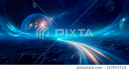 highway winding through space, connecting distant star systems and serving as a cosmic trade route. 107655519