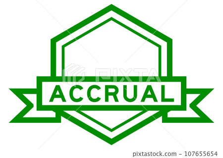 Vintage green color hexagon label banner with word accrual on white background Vintage green color hexagon label banner with word accrual on white background 107655654